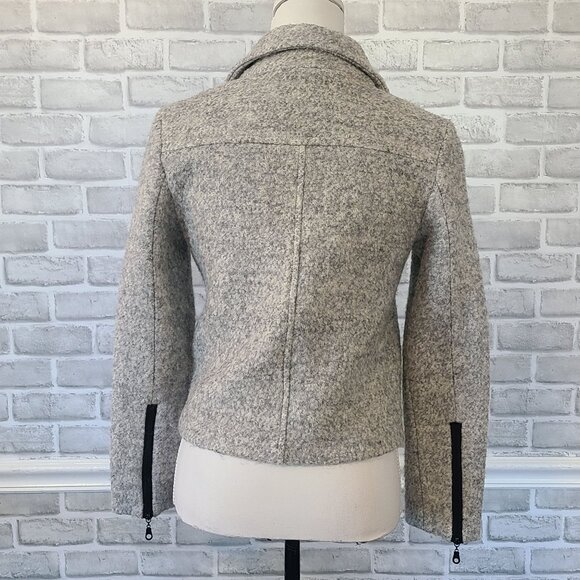 Cara Loren Gray Wool Blend Moto Jacket Asymmetrical Zipper Women Small Outerwear - Picture 4 of 10